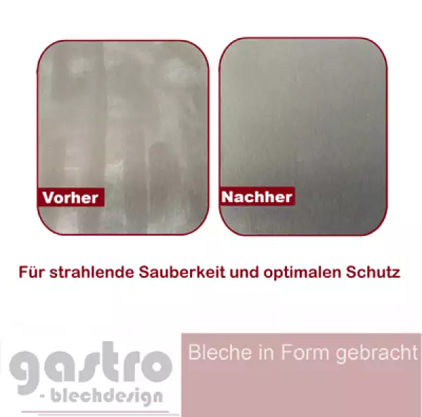 Anwendung Clean Gloss auf Edelstahlküchenfront mit Sprühmechanismus